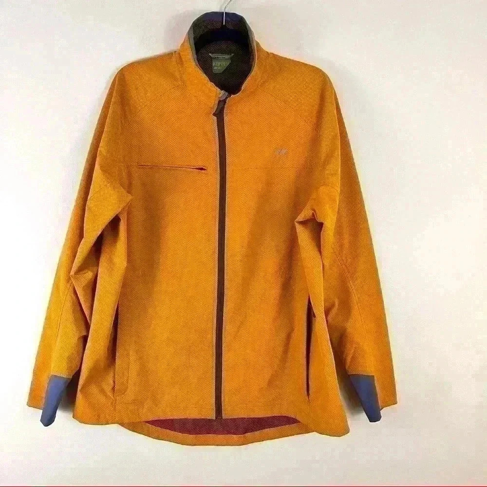 Koppen‎ Orange Textured Full Zip Lightweight Cool Weather Jacket
